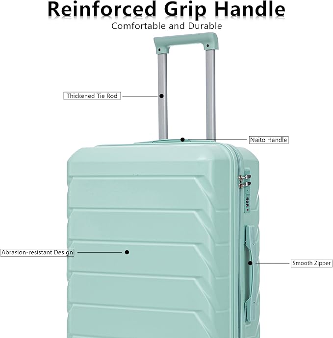 Merax Luggage Sets 3 Piece, Hardshell Suitcase with Lock Double Spinner Wheels, Green, 20/24/28 Inch