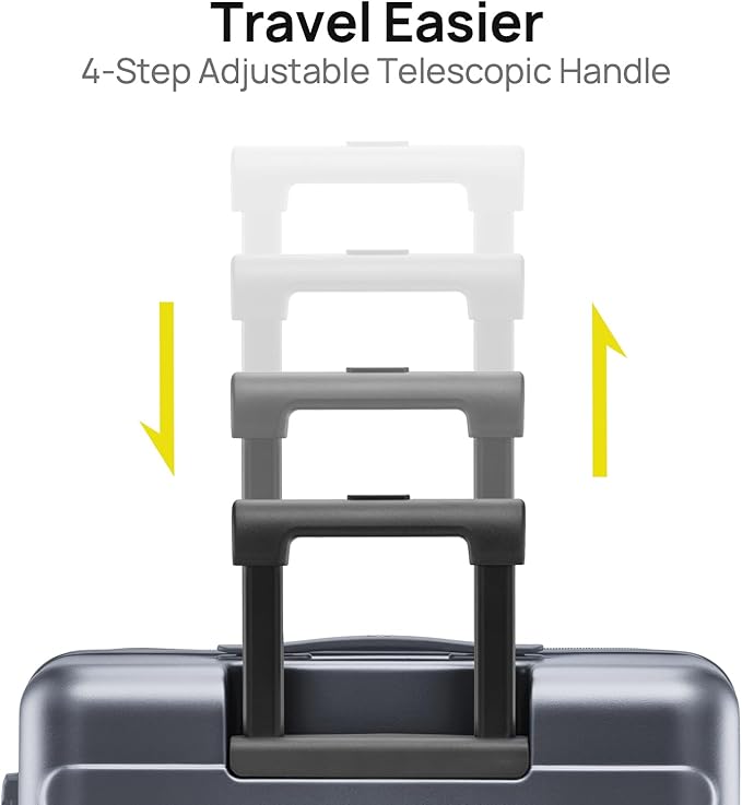 NINETYGO Medium Checked Luggage 26 Inch, Checking In Luggage with Smooth Spinner Wheels, Lightweight, Hard Shell PC Suitcase, Lightweight Travel Luggage, TSA Approved (Grey, Rhine Basic)