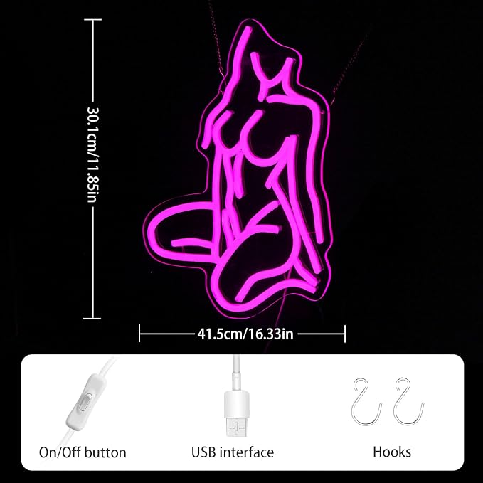 Lady Neon Sign for Wall Decor Beauty Miss Led Light Up Sign Bedroom Bar Club Party for Man Cave Room Hanging Pink Led Sign Art Birthday Decoration Gifts