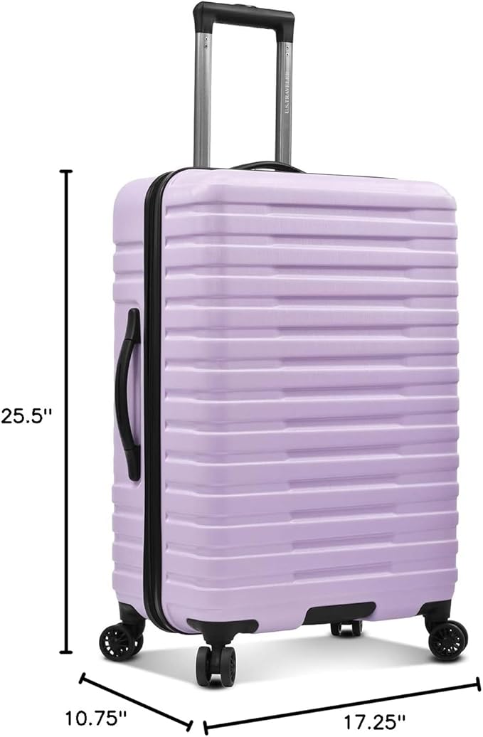 U.S. Traveler Boren Expandable Hardside Rugged Travel Luggage with 8 Spinner Wheels, Lavender, Checked-Medium 26-Inch