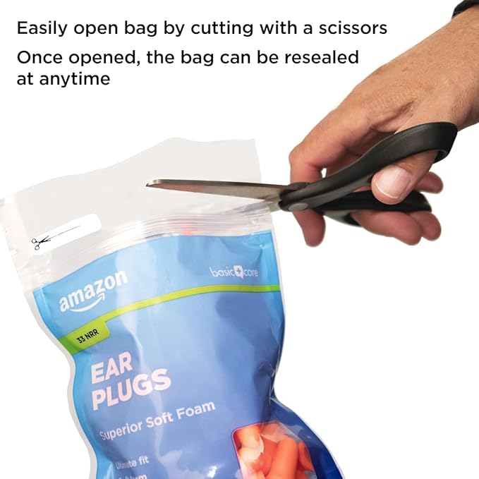 Amazon Basic Care Soft Foam Earplugs, 100 Count 50 Pair (Pack of 2)