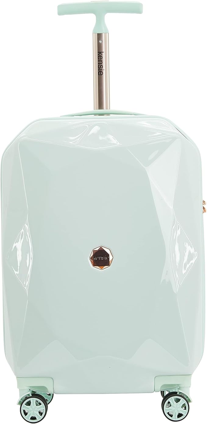 kensie Women's 2 Piece or 20" 3D Gemstone Luggage Set, Mint, 2 PC 28"
