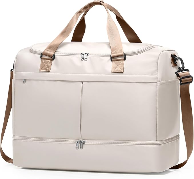 Weekender Bags for Women - 50L Large Travel Duffle Bag with Shoe Compartment - Carry on Overnight Bag for Travel, Weekend Getaway, Gym, Hospital