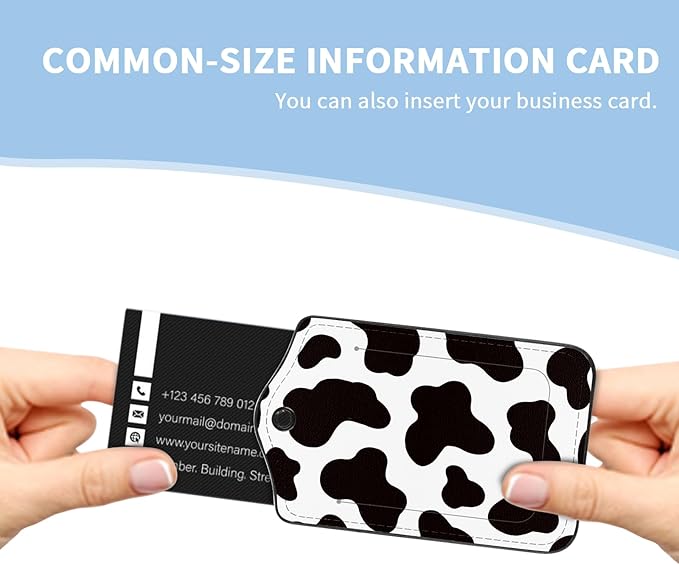 2 Pcs Luggage Tag for Suitcases, Cute Cow PU Leather Suitcase Tag Privacy Cover Name ID Label with Metal Loop, Personalized Baggage Identifier for Women Cruise Bag Travel Essentials