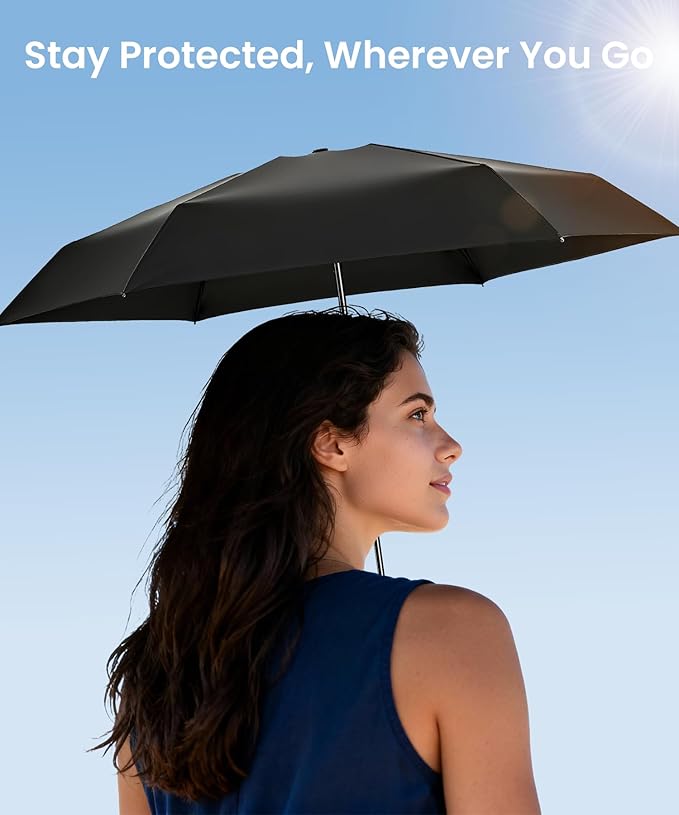 LMUGOOS 3 Pack Travel Mini Umbrella Small Compact, Portable Umbrella with UV Protection UPF 50+, Rainproof & Sunproof Folding Umbrella, Backpack & Pocket-Friendly