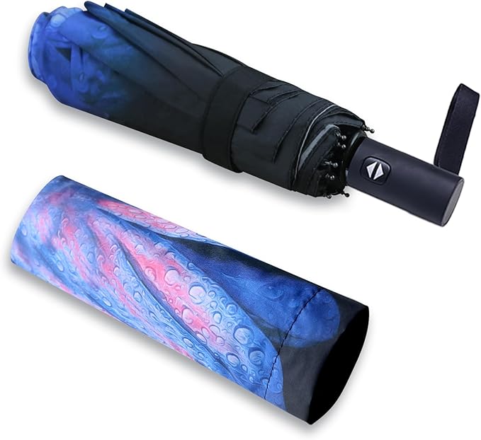 NPCQUN Travel Essentials Umbrella Windproof Compact Collapsible Light, Automatic, Strong and Portable, Wind Resistant Folding Small Umbrella for Rain