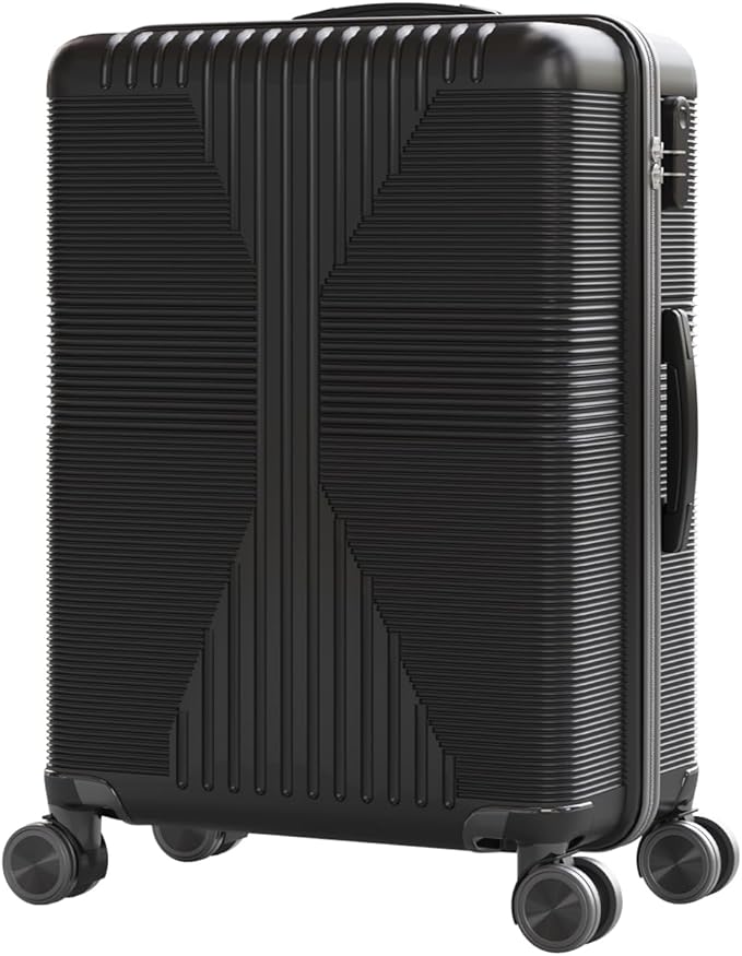 Karl home 28" Check-in Luggage, PP Hardside Checked Medium Suitcase with Wheels, Waterproof Durable Rolling Luggage with Built-in Lock for Travel Business, Black