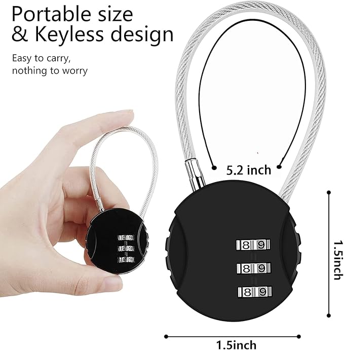6 Pack Combination Padlock 3 Digit Luggage Lock Suitcase Lock, Outdoor Combination Lock Waterproof Small Lock for School, Gym Locker, Travel Bag (Multicolor)