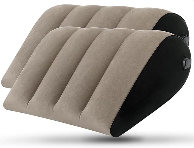 JDOBEST 2 Pack Portable Inflatable Wedge Pillow,Body Positioner for Sleep Support, Adjustable Travel Cushion - Lightweight Bed/Leg/Partner Support Pillow, Fast Inflation,for Home, Travel,Outdoor