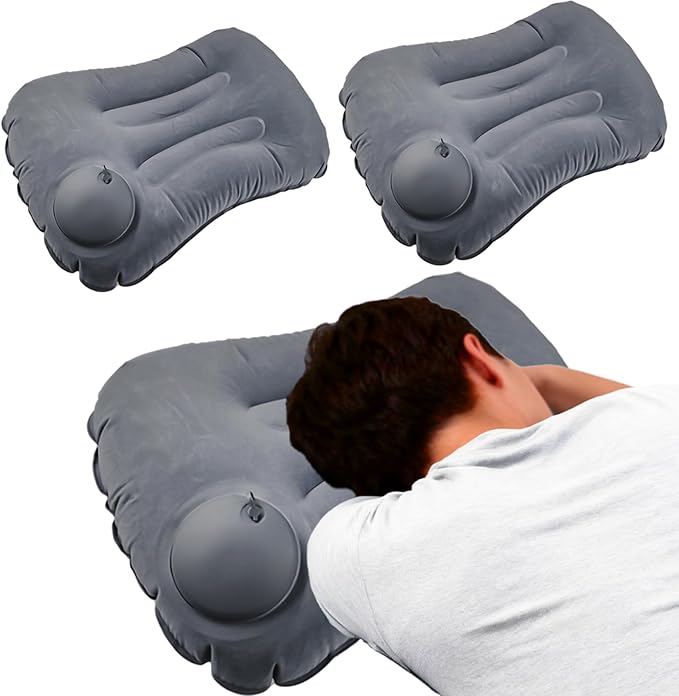 2 Pack 17 in Ultralight Inflatable Pillow Travel Pillow,Camping Pillow for Neck & Lumbar Support,Beach,Camping,Traveling,Hiking,Napping,Desk Rest(Gray)