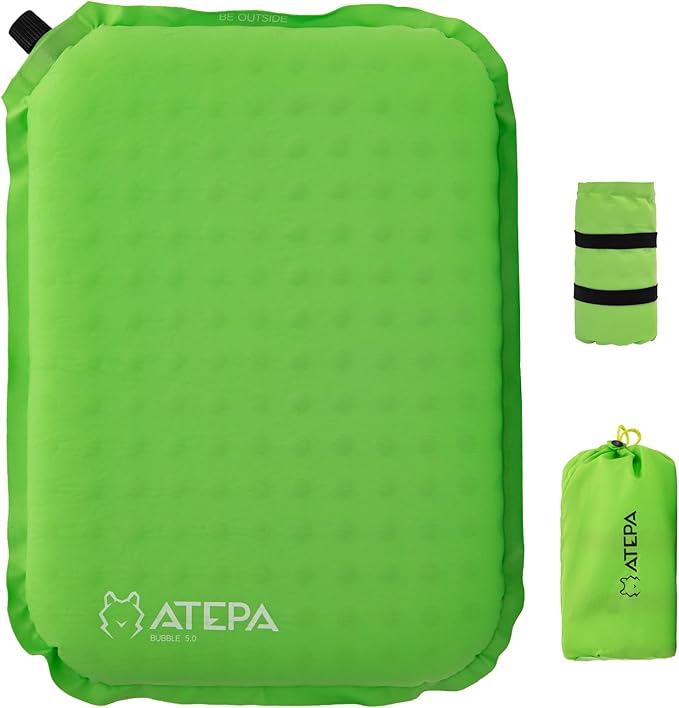 ATEPA Inflatable Seat Cushion, Self-Inflating Portable Stadium Airplane Travel Foam Cushion Pad for Camping, Sports Events, Outdoor