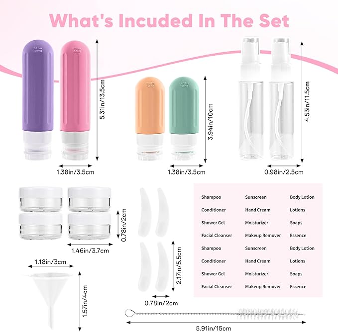 Landisun Travel Bottles for Toiletries 18Pack Toiletry Travel Size Containers Travel-Bottles Accessories TSA Approved Leak Proof (Green)