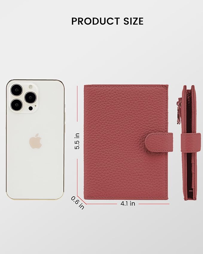 Karmiir RFID Passport Holder Travel Wallet for Women, Leather Passport Cover Wallet with Card Holders SIM Slots,Zippered Coins Pocket and Cash Slot Slim Compact Travel Wallet (Brick Red)