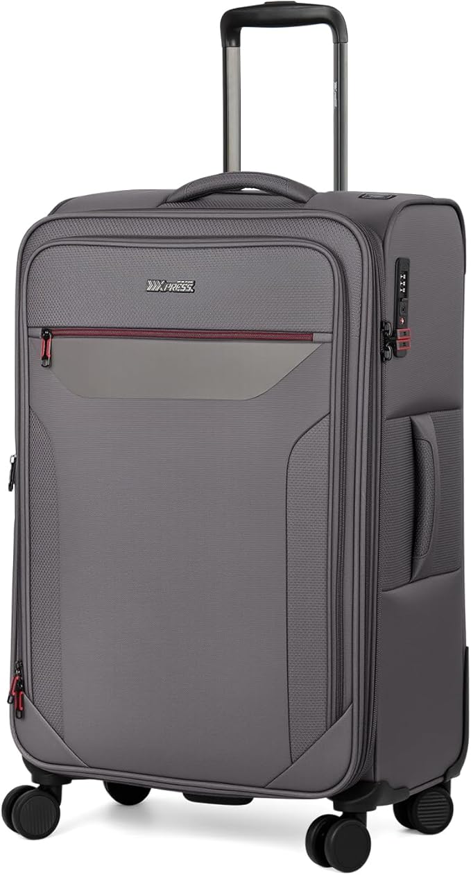 28 Inch Softside Expandable 20% Checked Luggage w/TSA LOCK and Spinner Wheels,Lightweight Upright Softshell Luggage for Men/Women（Grey,28in）