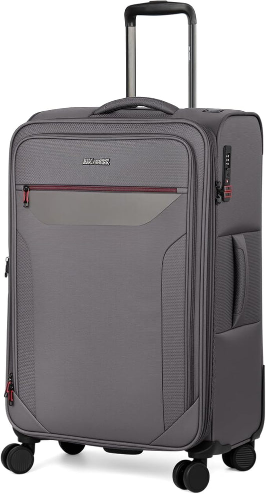 28 Inch Softside Expandable 20% Checked Luggage w/TSA LOCK and Spinner Wheels,Lightweight Upright Softshell Luggage for Men/Women（Grey,28in）