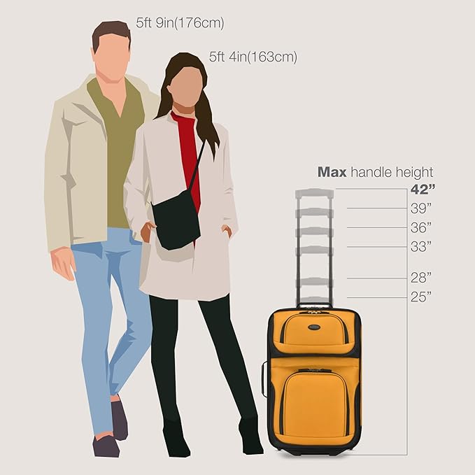 U.S. Traveler Rio Lightweight Softside Rolling Carry-on Suitcase, 2-Wheel Single, Orange