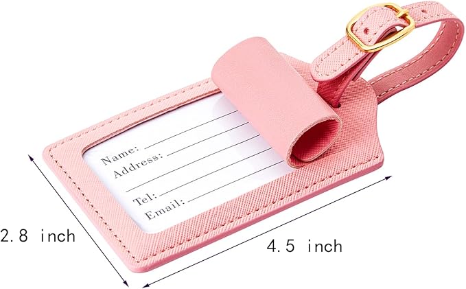 Initial Luggage Tag, PU Leather Luggage Tag, Embroidered Luggage Tag, Letter Luggage Tag, Monogrammed Luggage Tag, Luggage Tag for Baggage Bag Suitcase (J, Pink Leather+Champagne Gold Letter)