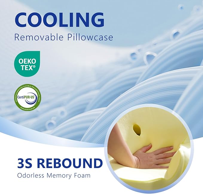 Cervical Neck Pillow for Neck Pain Relief and Sleeping, Ergonomic Contour Memory Foam Pillow with Breathable Pillowcase, Neck Support Pillow for Side, Back, Stomach Sleepers