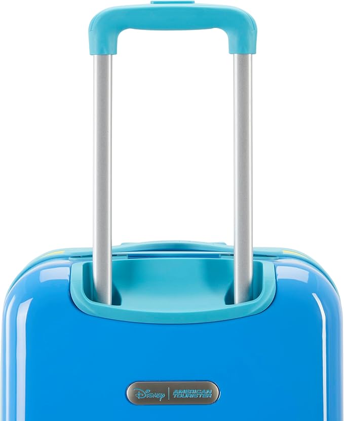 American Tourister Disney Stitch Carry-On Luggage - Airline Approved, Durable Hardshell - Roll Confidentially with Spinner Wheels & Colorful Adjustable Handle