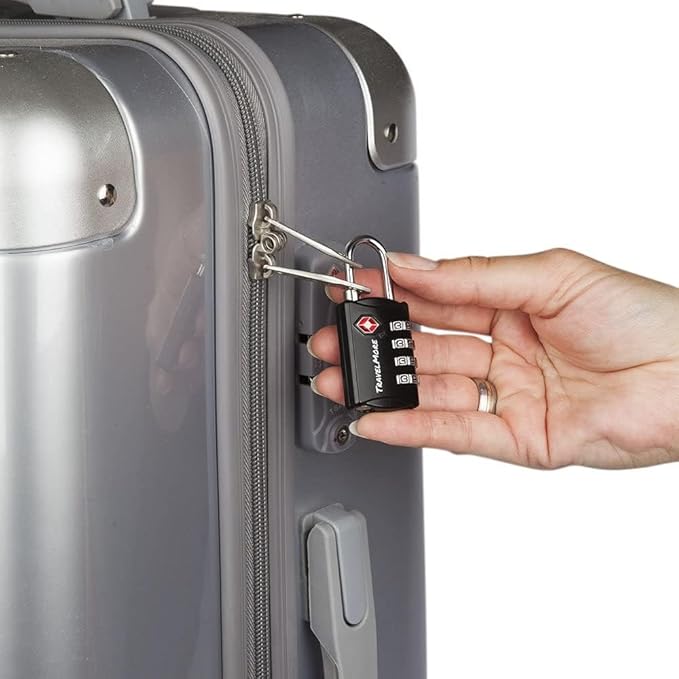 3 Pack TSA Luggage Locks with 4 Digit Combination – Heavy Duty Set Your Own Padlocks for Travel, Baggage, Suitcases & Backpacks - Black