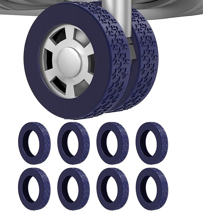 8Pcs Upgrade Luggage Wheel Covers,Silicone Suitcase Cover,Wear-Resistant, Anti-Noise,Silicone Wheel Protective Covers for 2-2.4" Spinner Wheel(Blue)