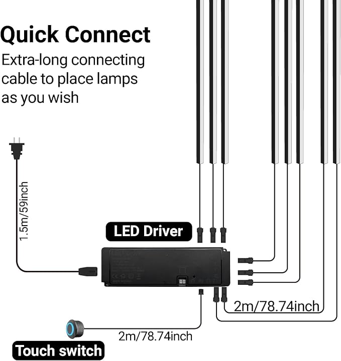 HAMRVL Black LED Recessed Lighting Kit - 8 PCS 3000K Warm White LED Strip Lights with Touch Control, Dimmable Self-Adhesive Wall Panel Lights for Wood Slat Wall Panels, Under Cabinet (Milky Cover)