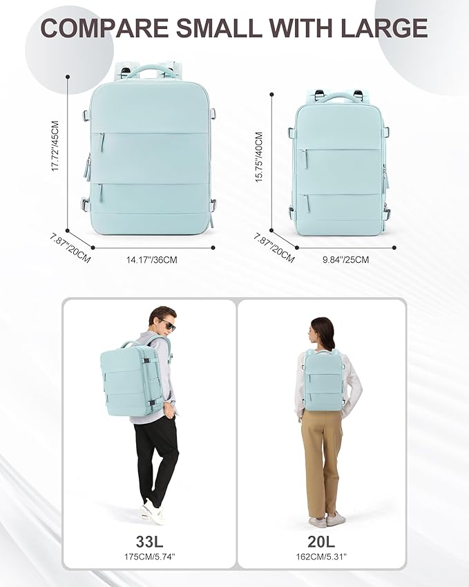 coowoz Large Travel Backpack Carry On for Women Man Gym Backpacks with Laptop Compartment Mochila de Viaje Teacher Personal Item Backpack Rucksack Airplane Accessories Must Haves Blue