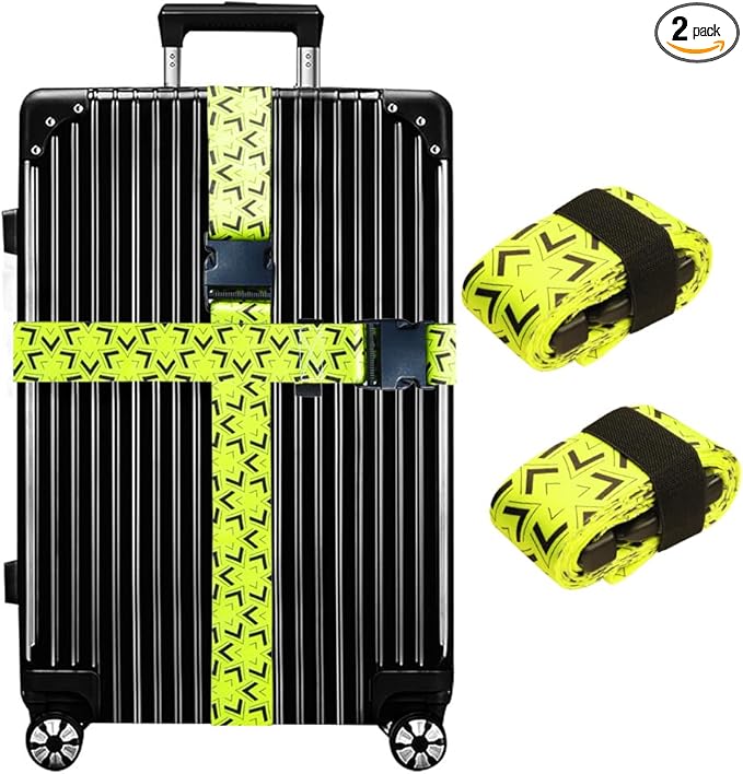 Luggage Straps for Suitcases TSA Approved Easy Pack Organized Suitcase Strap, Luggage Strap, Luggage Belt Strap, Bag Straps for Luggage. Buckle Straps Travel Accessories (Yellow)