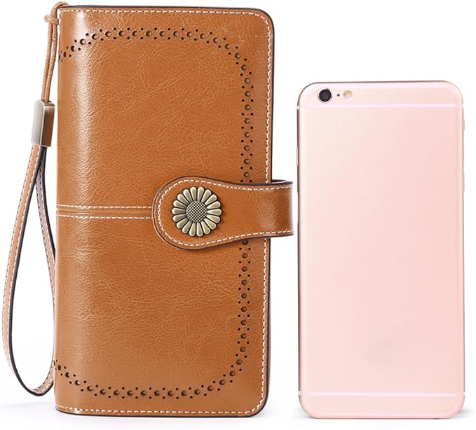 SENDEFN Wallets for Women Leather Credit Card Holder with RFID Blocking Large Capacity Wristlet | with RFID Blocking, Large Capacity, Wristlet, with RFID Blocking, Large Capacity, Wristlet
