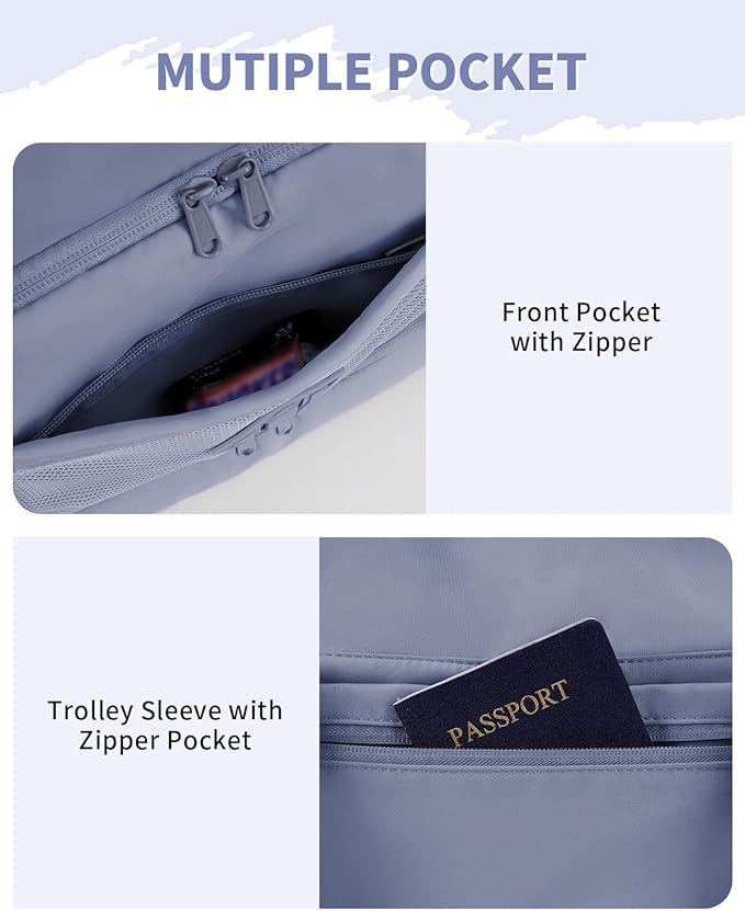 WANDF Travel Duffel Bag with Wet Pocket & Shoe Compartment, 18x14x8 Personal Item Bag with USB Charging Port, Water-Resistant Gym Weekender Overnight Carry-on for Women Men (Grey)