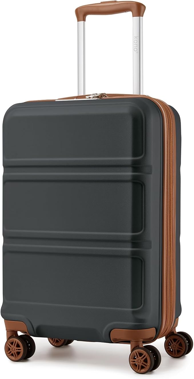 Kono Carry On Luggage 22x14x9 Airline Approved with Spinner Wheels,Lightweight PC+ABS 20 Inch Luggage with TSA Lock,Expandable Hard Shell Carry On Suitcases for Men Women,Apricot Grey