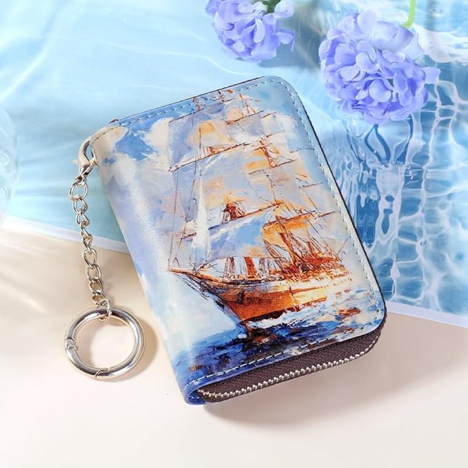 FurArt Zipper Wallet Women, RFID Blocking Credit Card Wallet, Business Card Holder, Compact Size KeyChain Wallet
