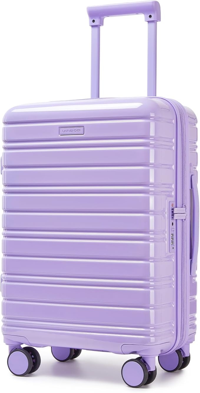 LARVENDER Carry On Luggage 22x14x9 Airline Approved, 20 Inch Expandable PC+ABS Hardside Suitcase Carry On Luggage with Spinner Wheels TSA Lock for Women Men (Lavender)