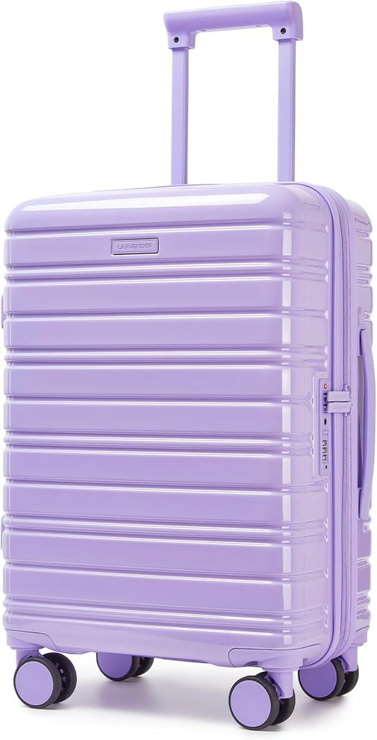 LARVENDER Carry On Luggage 22x14x9 Airline Approved, 20 Inch Expandable PC+ABS Hardside Suitcase Carry On Luggage with Spinner Wheels TSA Lock for Women Men (Lavender)