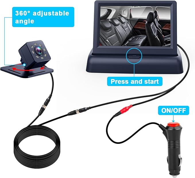 Baby Car Mirror with 4.3'' HD Night Vision Function Display, Safety Car Seat Camera with Wide Crystal Clear View, Easily Observe The Baby’s Move(Not USB)
