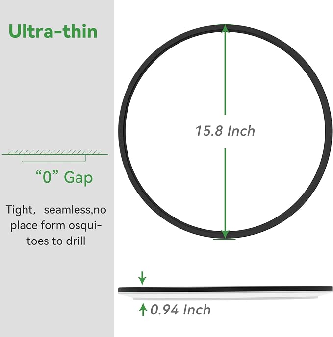 hepside 15.8INCH 4Pack Big Dimmable Flush Mount Ceiling Light Fixture Black, 3CCT 3000/4500/6000K Ceiling Lamp, 36W 4200LM Super Bright Low Profile Light for Bedroom, Kitchen, Bathroom, Hallway