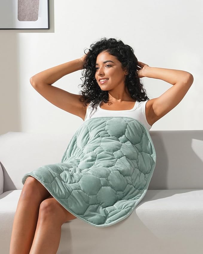 Kivik Weighted Lap Blanket Adults, 7 lbs Weighted Pad, 24"x29", Sage Green, Heavy Travel Blankets Throw, Small & Mini Portable Pads, Breathable & Warm Gift
