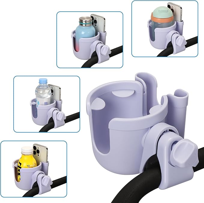 Accmor Stroller Cup Holder with Phone Holder, Bike Cup Holder, Universal Cup Holder for Uppababy Nuna Doona Strollers, 2-in-1 Cup Phone Holder for Stroller Bike Wheelchair Walker Accessory