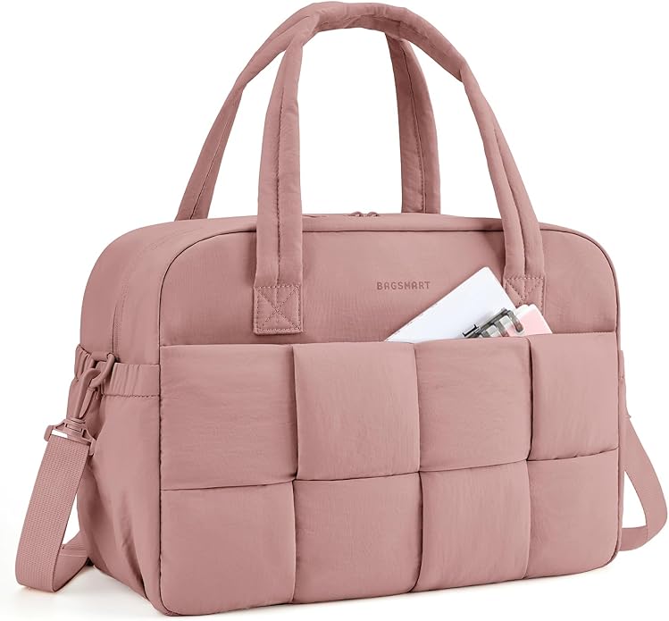 BAGSMART Gym Bag for Women, Personal Item Puffer Duffle Bag, Weekender Overnight Carry On Tote Handag for Travel