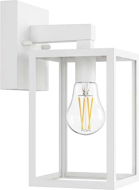 Outdoor Wall Lantern, Waterproof Exterior Wall Sconce Light Fixture, White Front Door Lamp, Anti-Rust E26 Socket Porch Lighting