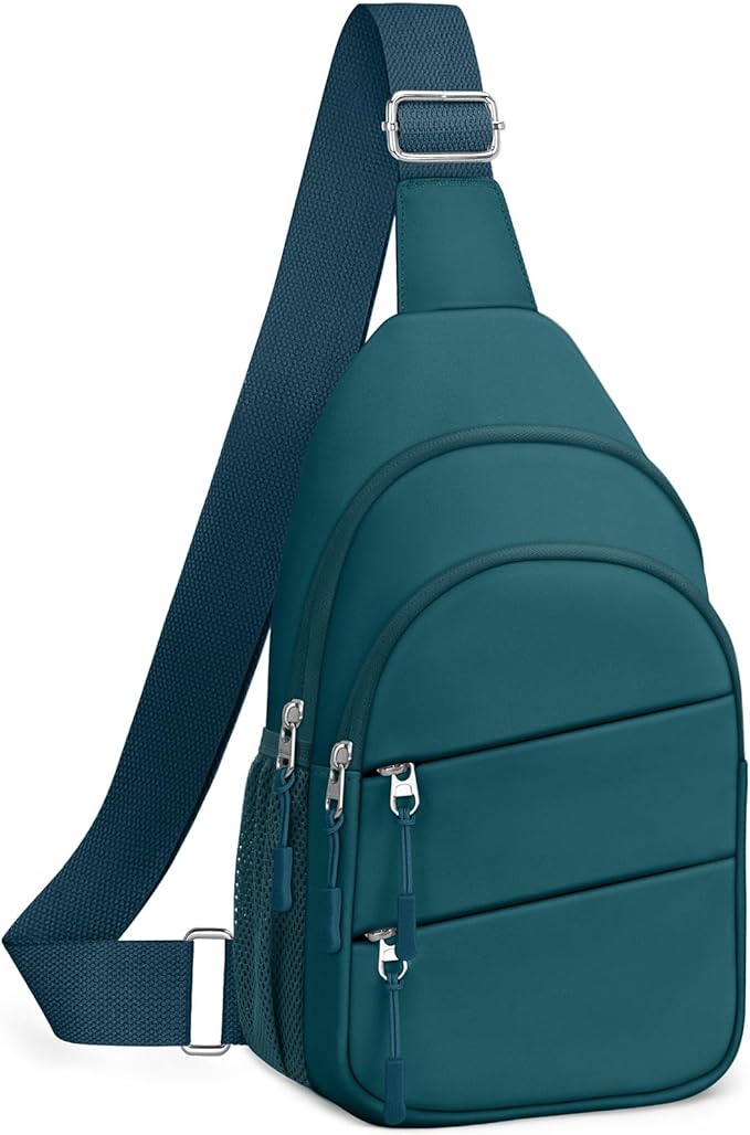 Tuwubi Crossbody Bags for Women, Sling Bag for Men, Small Hiking Backpack Anti Theft Lightweight for Outdoors Travel （L, Teal Blue）