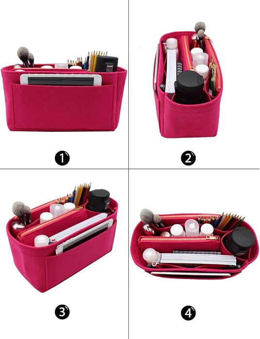 LEXSION Felt Purse Bag Organizer Insert with zipper Bag Tote Shaper Fit Speedy Neverful PM MM