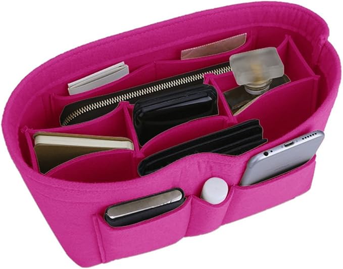 ZTUJO Purse Organizer Insert, Felt Bag Organizer For Handbag Purse Organizer,13 Colors, 6 Size (Slender Medium, Rose)