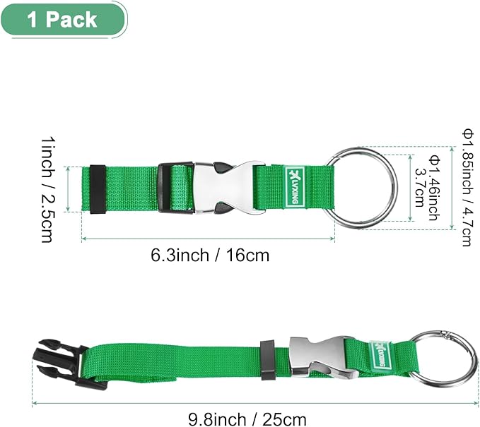 M METERXITY 1-Pack Add A Bag Luggage Strap, Adjustable Suitcase Belt for Connecting Luggage/Backpack/Jacket, Carry Strap with Ring Buckle [Green]