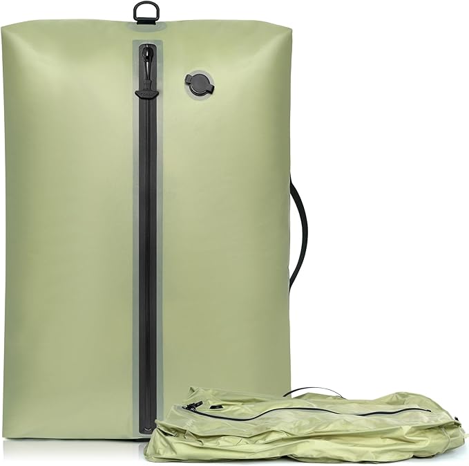 BAGAIL TPU Vacuum Bag for Travel, Reusable Compression Bag with IPX8 Waterproof Zipper, Save Space for Suitcase, Backpack and Carry on (Green, Large, No Pump)