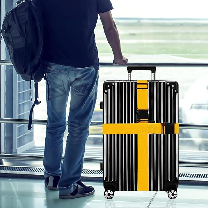 Luggage Straps for Suitcases TSA Approved-2 Pack Bright Personalized Luggage Belt Strap for Suitcase/Carry On Bag Luggage Accessories for Travel (Yellow)