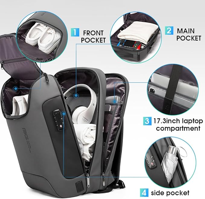 BANGE Anti Theft Backpack With TSA Lock,Waterproof Backpacks With YKK Zipper, High Tech Business Backpack For Men And Women, Laptop Backpack Fits For 17.3 Inch Notebook…