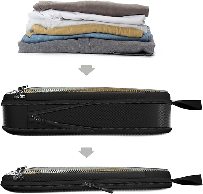 4pc Small Compression Packing Cubes for Suitcases - Carry-on Organizer Cubes - Luggage Packing Compression Bags for Travel