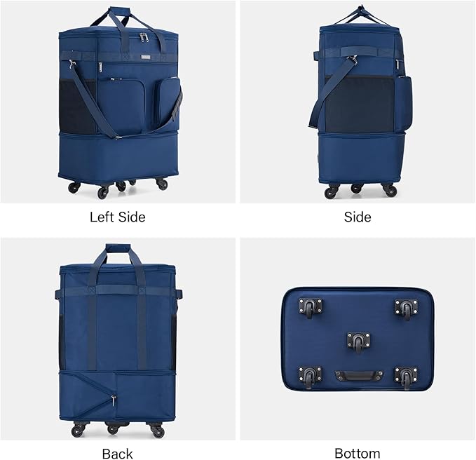 Hanke Expandable Collapsible Luggage with Wheels Suitcase Luggage Rolling Travel Bag Duffel Bag for Men Women Lightweight Suitcase Large Capacity with Spinner Wheel (Blue)