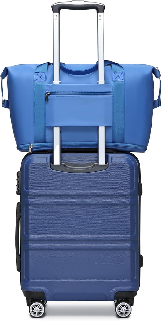 Kono Luggage Set 4 Piece Carry On Lightweight PC+ABS Hardside Luggage with TSA Lock Spinner Wheels Carry On Suitcase Navy